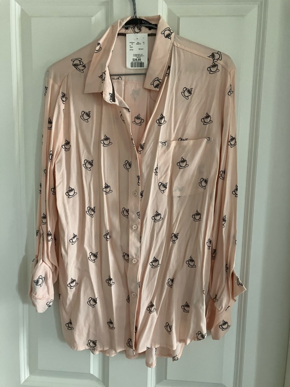Max Jeans , women’s small , new with tags Button-Up Shirt with coffee print